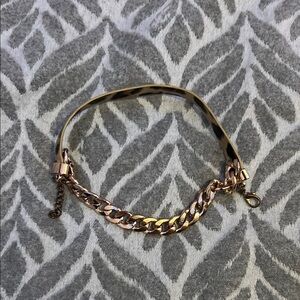 Chunky Gold Bracelet with Adjustable Cord